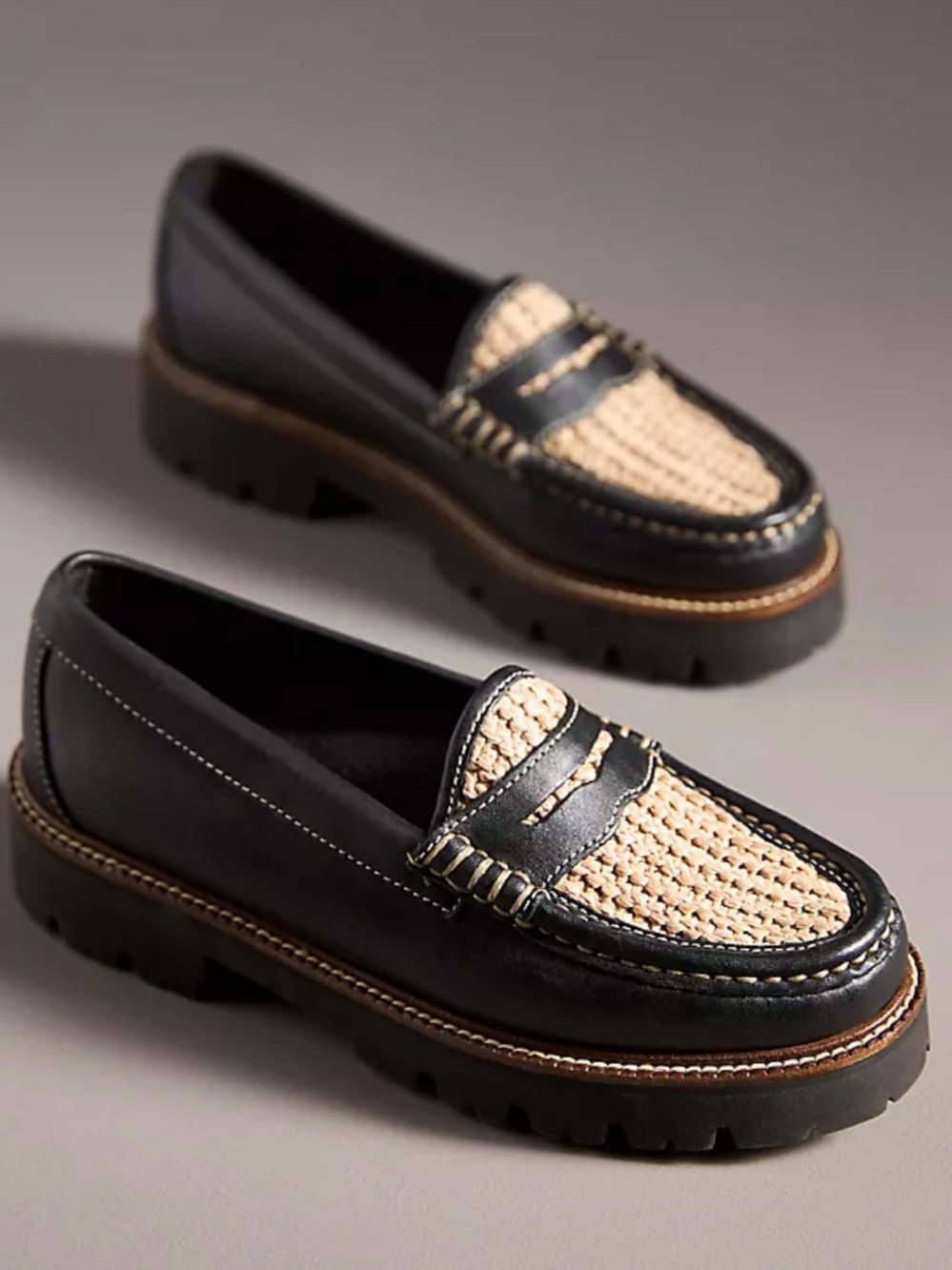 G.H. Bass | Whitney Raffia Super Lug Loafers Size 7 NWOB